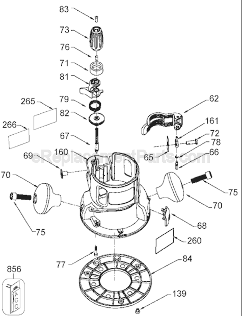 Page A Diagram and Parts List for 891 Type 2 Porter Cable Router